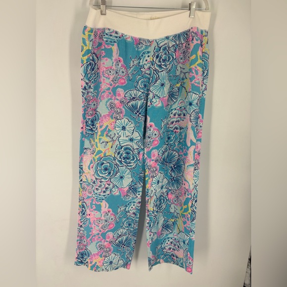 Lilly Pulitzer Pants - Lilly Pulitzer Bali Blue Once Upon A Tide Linen Palazzo Pants Size XL